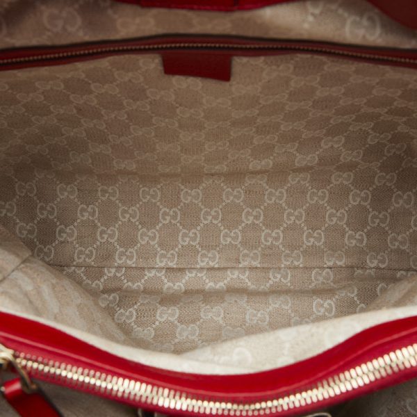 1 0140025 5 Gucci Bamboo Handbag Tote Bag 232317 Red Leather