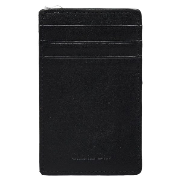 1 0140309 1 Dior Card Case Pass Case Black Ostrich