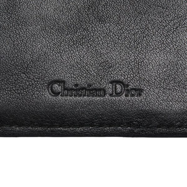 1 0140309 5 Dior Card Case Pass Case Black Ostrich