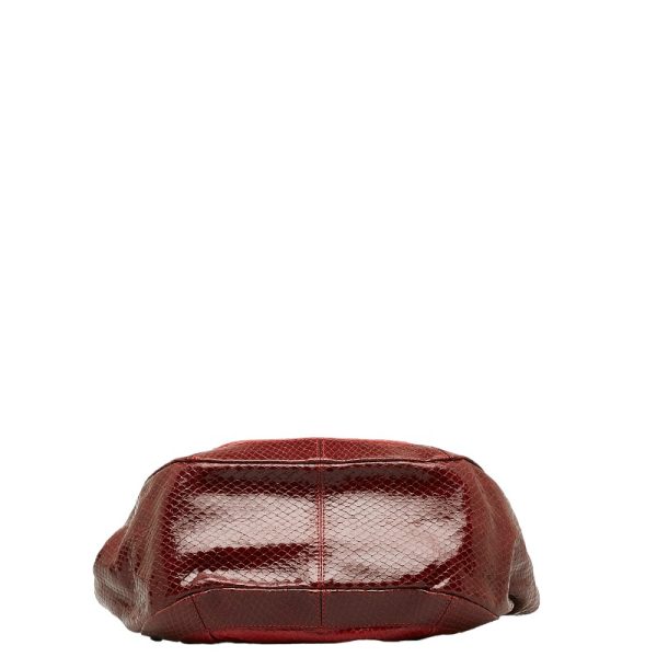 1 0140319 4 Celine Python Embossed Handbag Red Enamel Leather