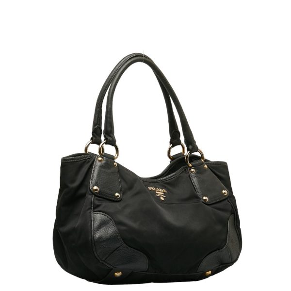 1 0140739 2 Prada Handbag Black Nylon Leather