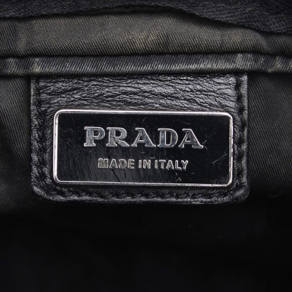 1 0141226 7 PRADA Triangle Logo Plate Crossbody Shoulder Bag Black Nylon Leather