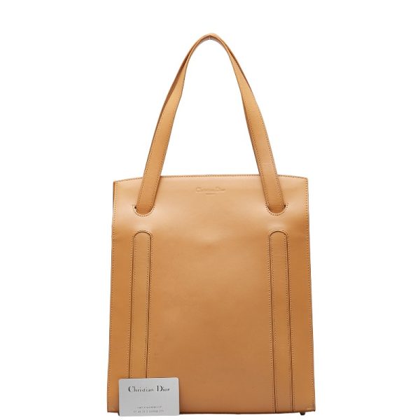 1 0141258 10 Dior Tote Bag Shoulder Bag Camel Beige Leather