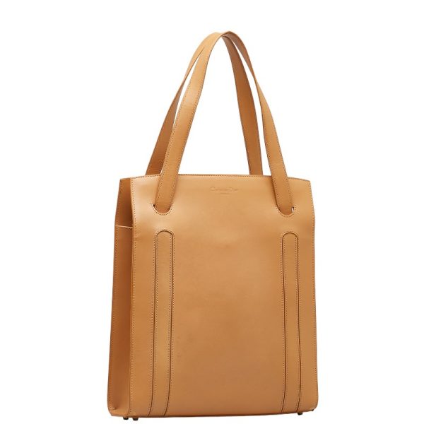 1 0141258 2 Dior Tote Bag Shoulder Bag Camel Beige Leather