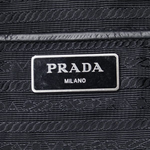 1 0141523 9 Prada Triangle Logo Plate Handbag Tote Bag Black Nylon Leather