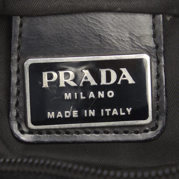 1 0141535 8 Prada Triangle Logo Plate Shoulder Bag Black Nylon Leather