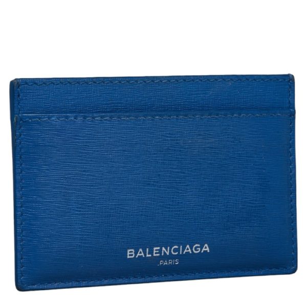 1 0141675 2 Balenciaga Card Case Pass Case Blue Gray Leather