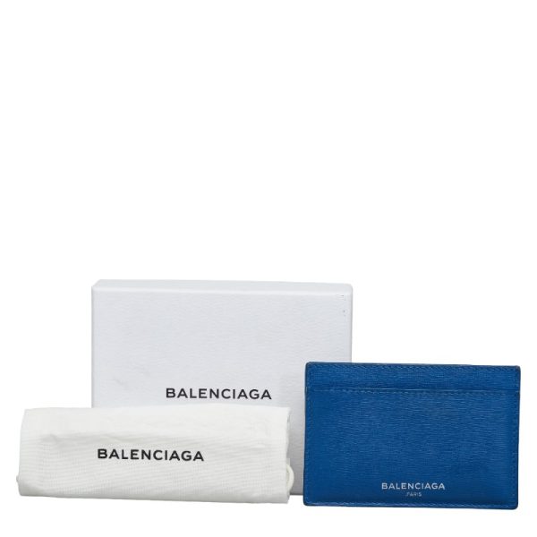 1 0141675 7 Balenciaga Card Case Pass Case Blue Gray Leather