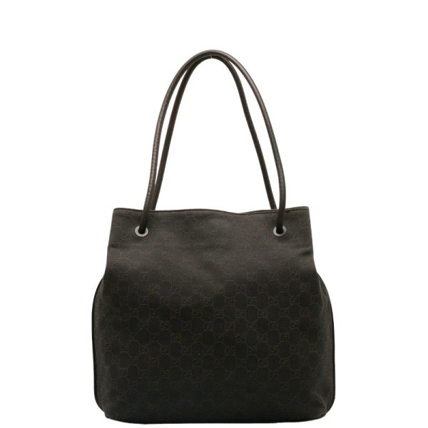 1 0142268 1 Gucci GG Pattern Tote Bag Handbag Brown Canvas Leather