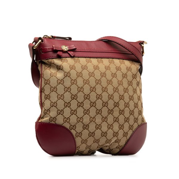 1 0142701 2 Gucci GG Canvas Princy Shoulder Bag Wine Red