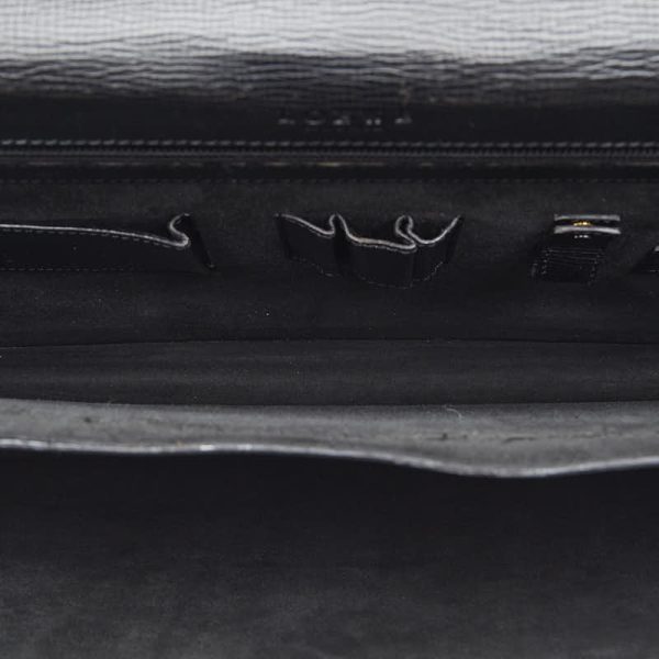 1 0142775 6 LOEWE Anagram Business Bag Briefcase Document Bag Black Leather