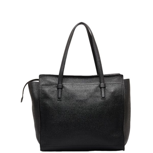 1 0143352 3 Salvatore Ferragamo Gancini Tote Bag GG 21F215 Black Leather