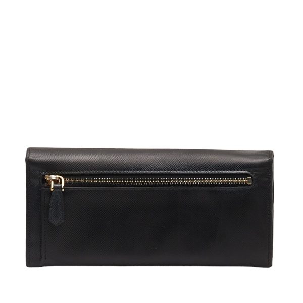 1 0143531 3 Prada SAFFIANO FIOCCO Ribbon Long Wallet Black Leather