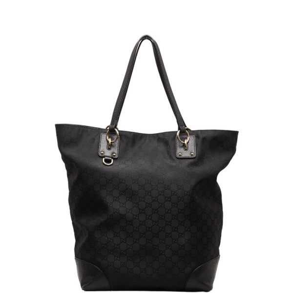 1 0143684 1 Gucci GG Pattern Tote Bag 353702 Black Nylon Leather