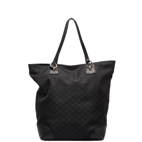 1 0143684 3 Gucci GG Pattern Tote Bag 353702 Black Nylon Leather