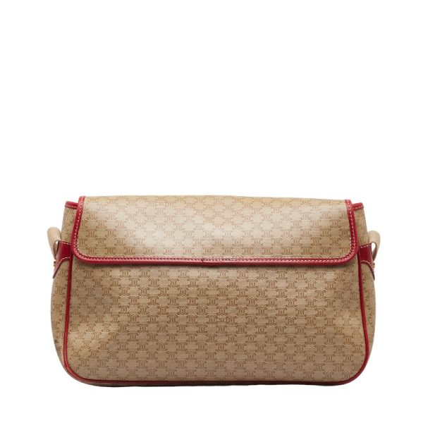 1 0143689 3 Celine Macadam Crossbody Shoulder Bag Beige Red PVC Leather