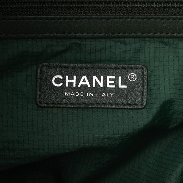 1 0144231 10 CHANEL Rucksack Backpack Green Nylon Leather