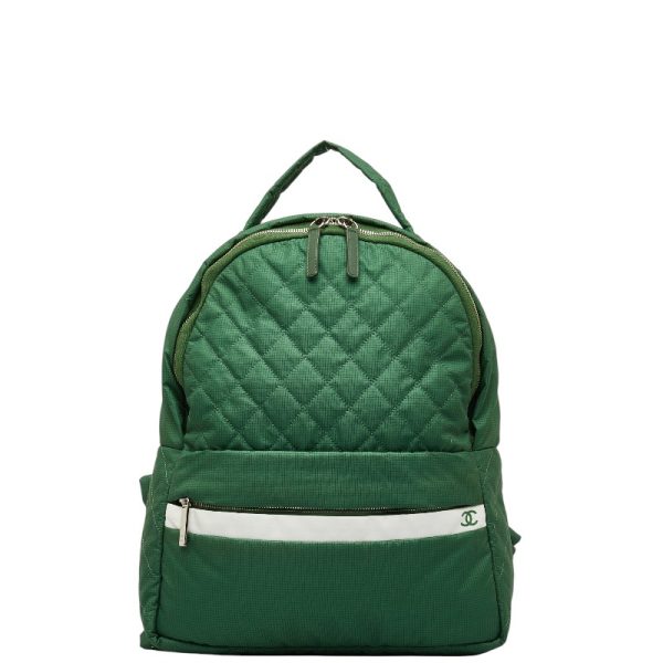 1 0144231 2 CHANEL Rucksack Backpack Green Nylon Leather