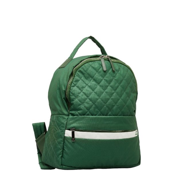 1 0144231 3 CHANEL Rucksack Backpack Green Nylon Leather