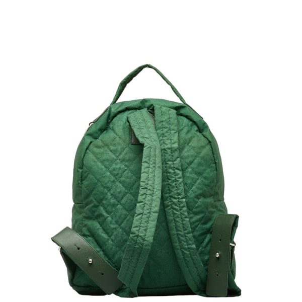 1 0144231 4 CHANEL Rucksack Backpack Green Nylon Leather