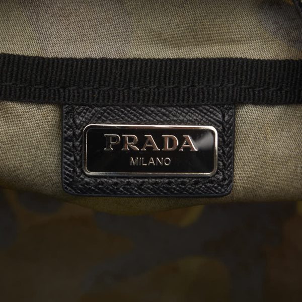 1 0144370 8 Prada Triangle Logo Plate Camouflage Pouch Khaki Multicolor Nylon