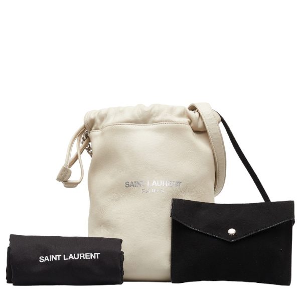 1 0144454 1 Saint Laurent Teddy Small Crossbody Chain Shoulder Bag White