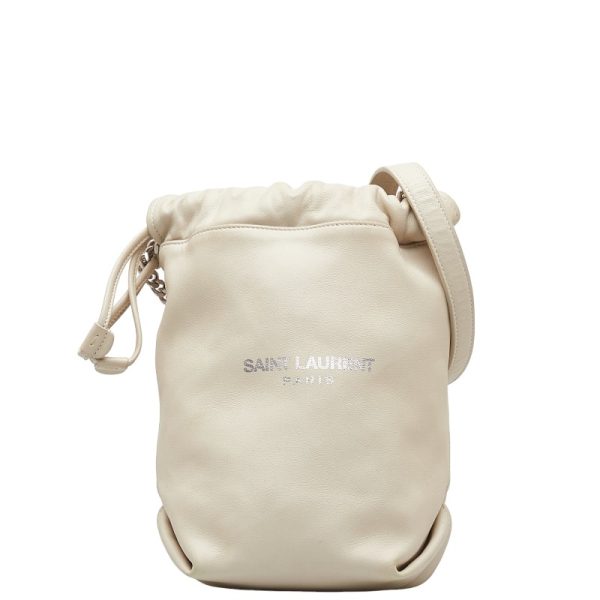 1 0144454 2 Saint Laurent Teddy Small Crossbody Chain Shoulder Bag White