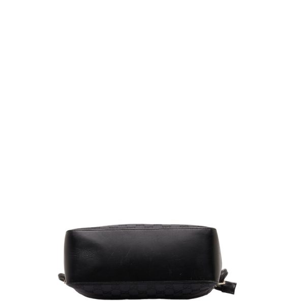 1 0145385 4 Gucci GG Canvas One Shoulder Bag Black Leather