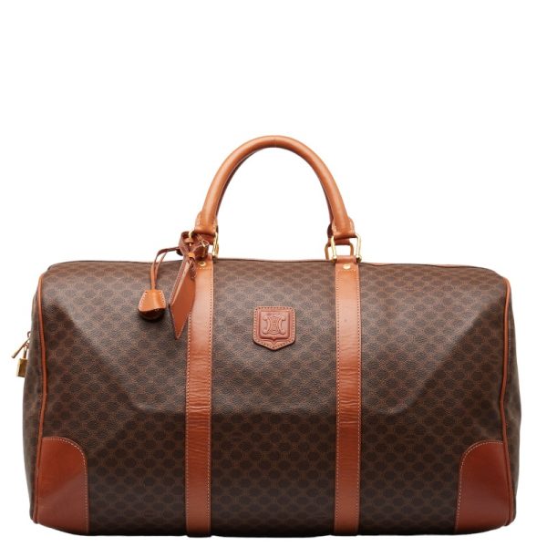 1 0145390 1 Celine Macadam Boston Bag Brown PVC Leather