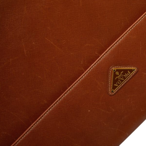 1 0145807 8 Prada Triangle Logo Plate Saffiano Notebook Cover Brown Leather