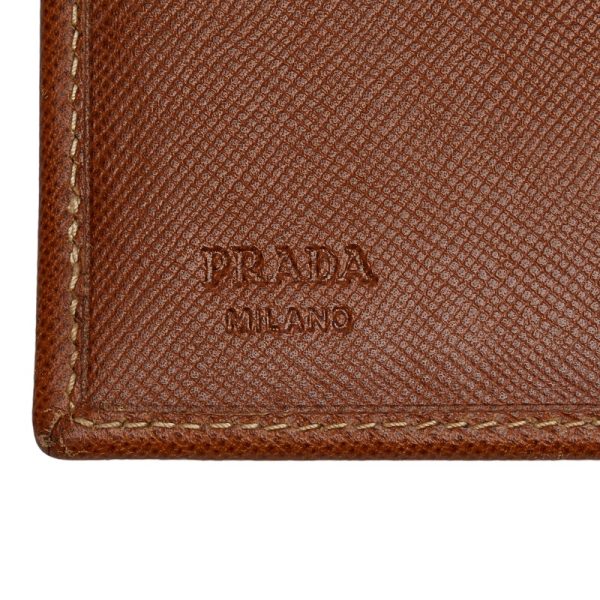 1 0145807 9 Prada Triangle Logo Plate Saffiano Notebook Cover Brown Leather