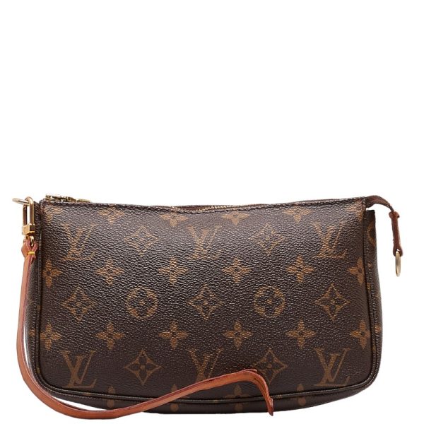 1 0145976 1 Louis Vuitton Monogram Pochette Accessoire Handbag Pouch M51980 Brown PVC Leather