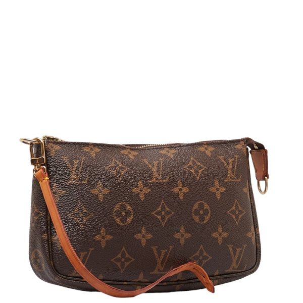 1 0145976 2 Louis Vuitton Monogram Pochette Accessoire Handbag Pouch M51980 Brown PVC Leather