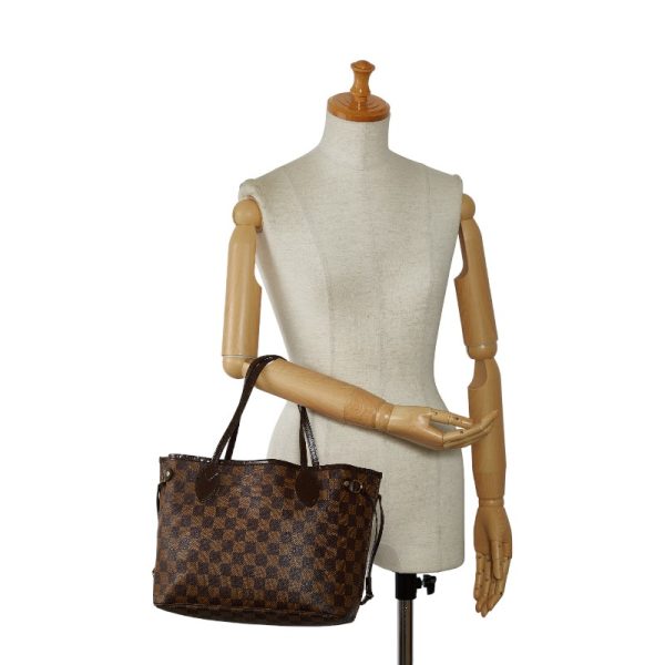 1 0146071 9 Louis Vuitton Damier Neverfull PM Tote Bag Brown