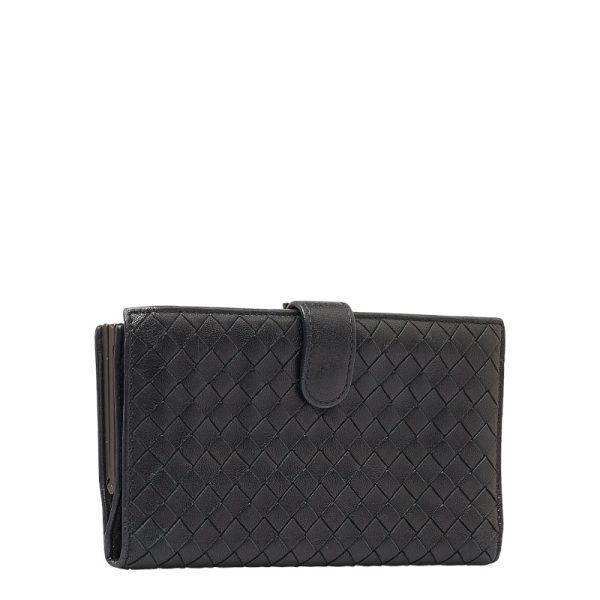 1 0146300 2 Bottega Veneta Intrecciato Purse Long Wallet Black Leather