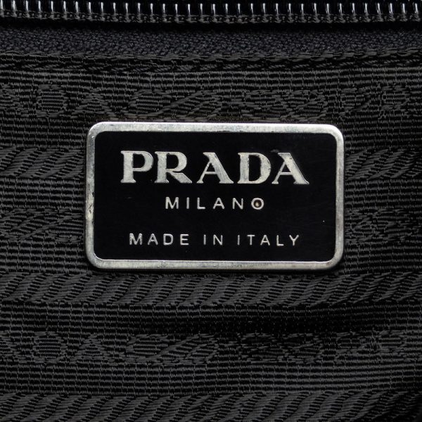 1 0147354 7 Prada Triangle Logo Plate Rucksack Backpack Black Nylon Leather