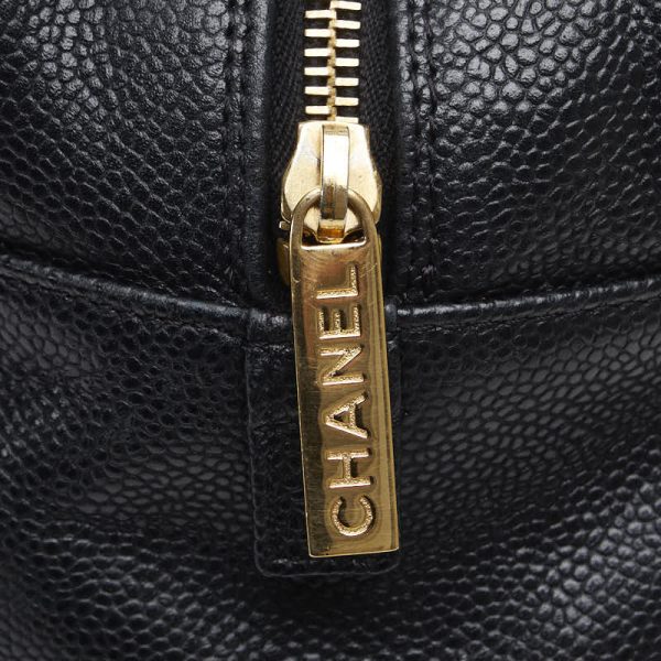 1 0147369 5 CHANEL Matelasse Coco Mark Chain Tote Bag Black Caviar Skin