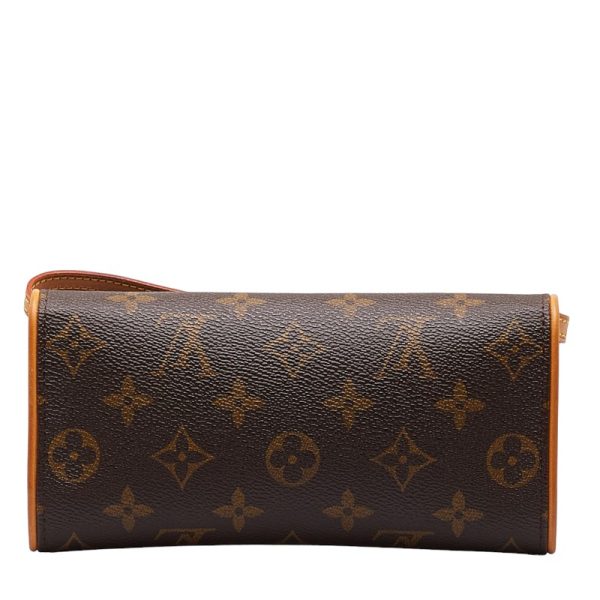 1 0147411 3 Louis Vuitton Monogram Pochette Twin PM Crossbody Shoulder Bag M51854 Brown PVC Leather