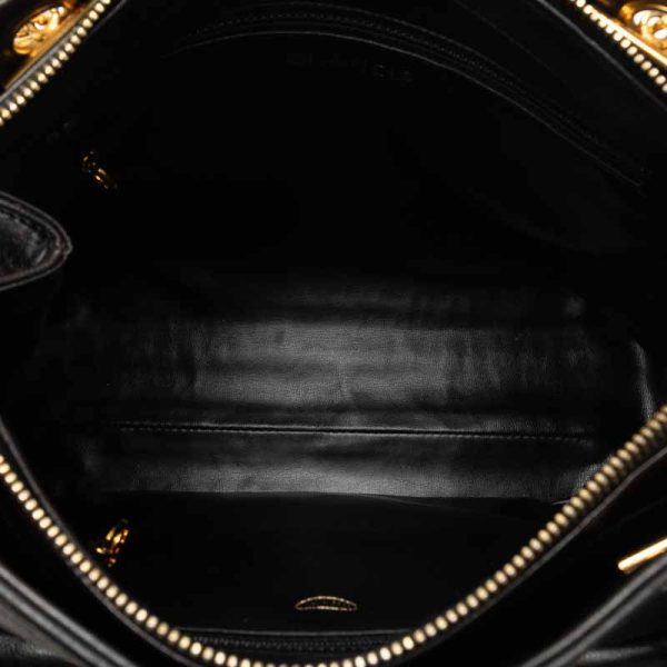 1 0147417 6 CHANEL Cocomark Cocoball Chain Tote Bag Shoulder Bag Black Lambskin