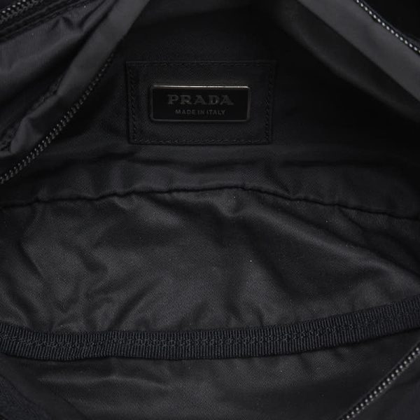 1 0148471 6 Prada Triangle Logo Plate Waist Bag Body Bag 2VL132 Black Nylon