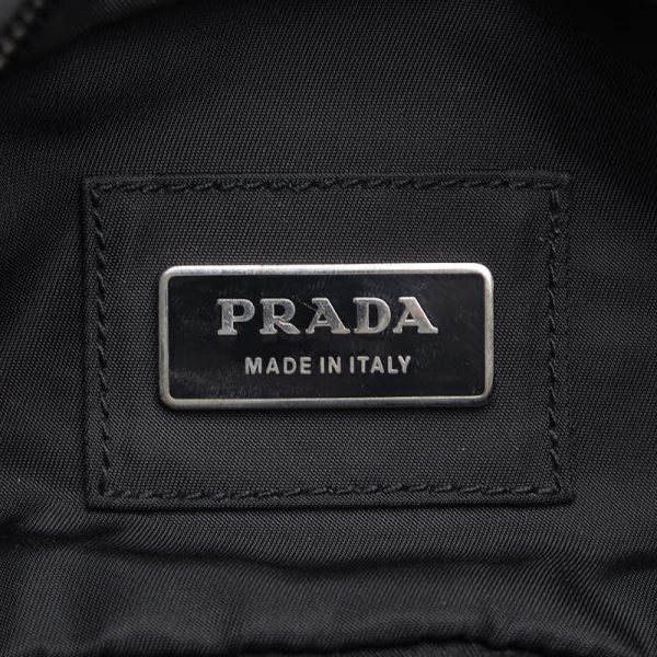 1 0148471 8 Prada Triangle Logo Plate Waist Bag Body Bag 2VL132 Black Nylon