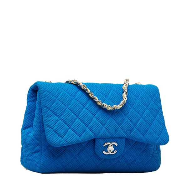 1 0148592 2 CHANEL Matelasse 30 Coco Mark Handbag Shoulder Bag Blue Canvas