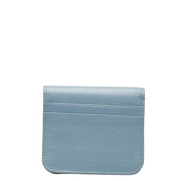 1 0148993 3 Balenciaga Essential Mini Wallet Bifold Wallet 658340 Blue Leather