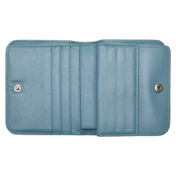 1 0148993 5 Balenciaga Essential Mini Wallet Bifold Wallet 658340 Blue Leather