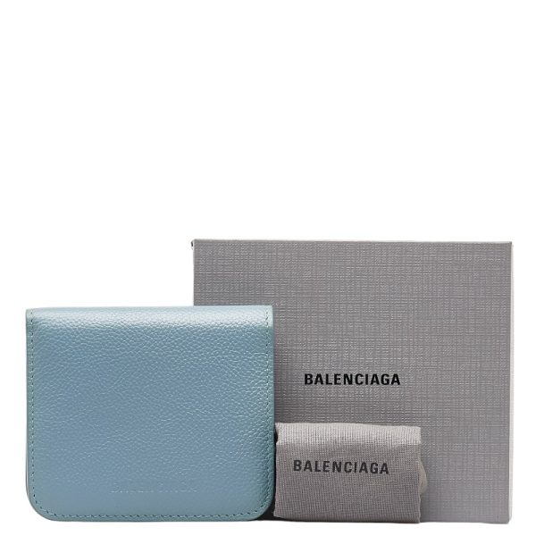 1 0148993 9 Balenciaga Essential Mini Wallet Bifold Wallet 658340 Blue Leather