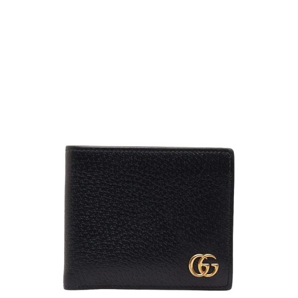 1 0148998 1 Gucci GG Marmont Bifold Wallet 42876 Black Gold Leather