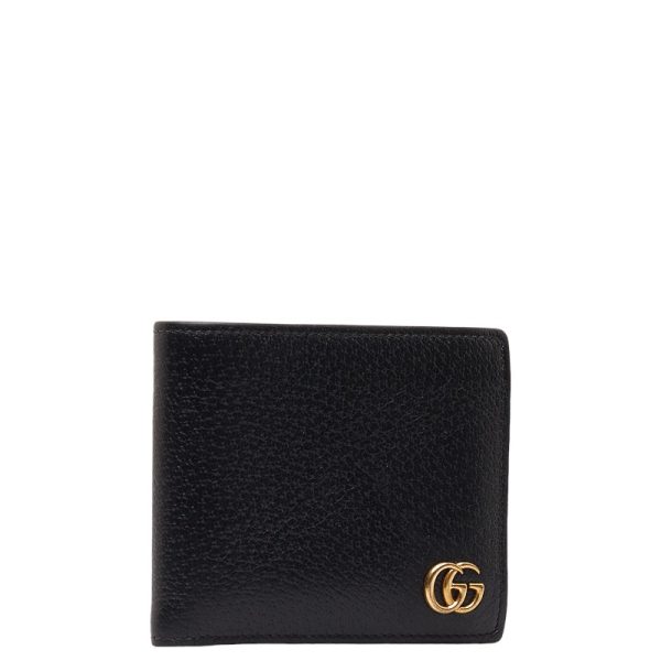 1 0148998 2 Gucci GG Marmont Bifold Wallet 42876 Black Gold Leather