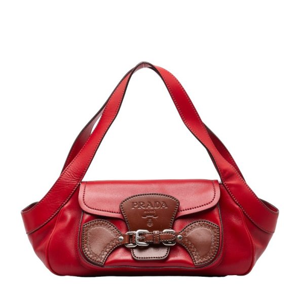 1 0149018 1 Prada Logo One Shoulder Bag Handbag BR3021 Red