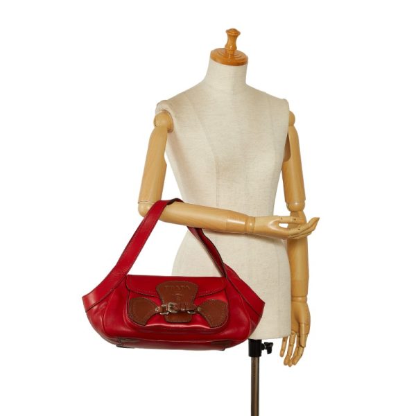 1 0149018 12 Prada Logo One Shoulder Bag Handbag BR3021 Red