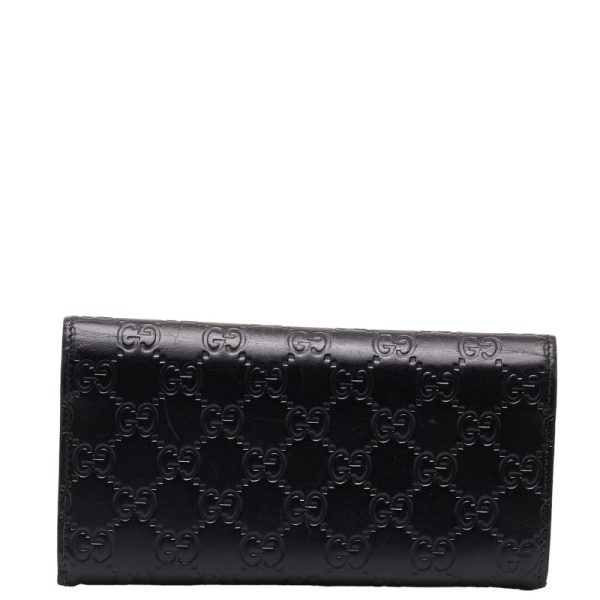 1 0149021 3 Gucci Guccisima Interlocking G Long Wallet 369663 Black Leather